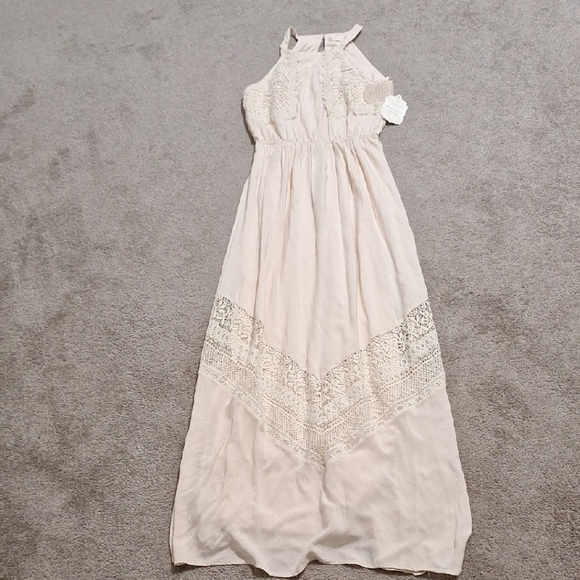 Altar'd State Cream Pleated Halter Sundress - Picture 1 of 8